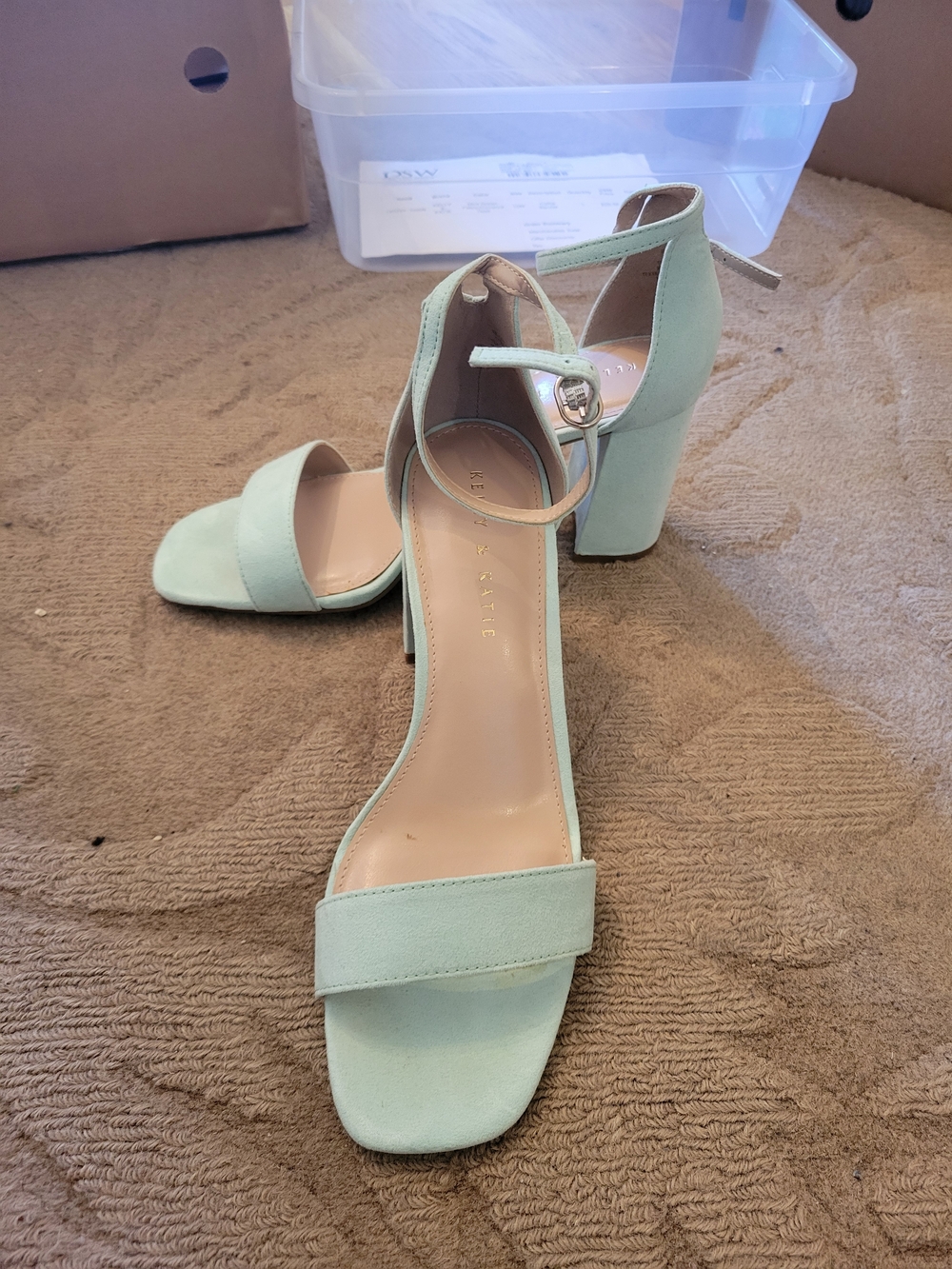 Kelly & Katie Block Heel Sandals in Light Mint